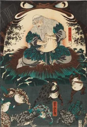 Nikushi the Frog Spirit Conjures up a Magical Battle of Frogs at Tateyama in Etchū Province
