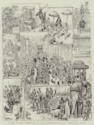 Scenes in the Procession at the Mohurrum Festival, Hyderabad, India