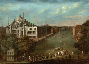 Procession of the Grand Vizier on the Hippodrome Square with the Sultan Ahmed Mosque, 1737