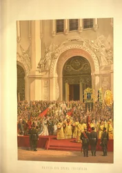 The Imperial Couple Leaving the Cathedral of Christ the Saviour From the Coronation Album