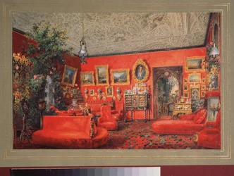 The Red Living Room in the Yusupov Palace in St. Petersburg