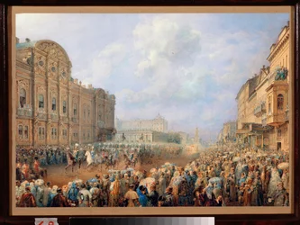 Parade on the Neva Avenue at the Belosselski Belozerski Palace