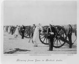 Blowing from guns in British India, c. 1890