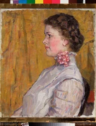 Female Portrait on a Yellow Background