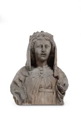 A Carved Marble Bust of a Female Saint