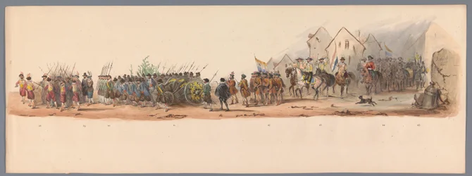 Historical Procession at the Second Centennial of the Utrecht University, 1836 (plate 10) Procession of the Dutch Army to Ostend, July 3, 1600, the Day after the Victory at Nieuwpoort; According to the Costumed Performance Given by the Students