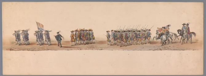 Historical Procession at the Bicentennial of Utrecht University, 1836 (plate 4) (title on object: Procession of the Dutch Army to Ostend, July 3, 1600, the Day After the Victory at Nieuwpoort; According to the Costumed Representation, Given by the Students