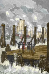 Siege of La Rochelle (1627-1628): The Cardinal of Richelieu on the dam of La Rochelle, during the siege of the city, October 1628