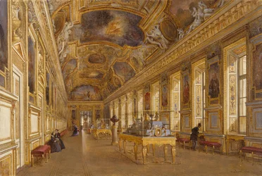 View of the great gallery of Apollon at the Musee du Louvre