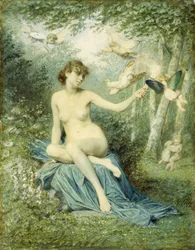 Nymph Driving Love Away with a Torch