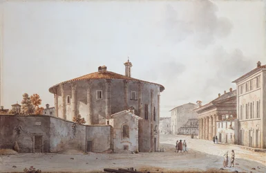 The Temple of Vesta and on the right the Temple of Portunus