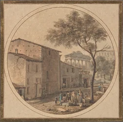 View of the Roman Forum with the Temple of Saturn in the Background