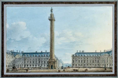 View of the Bellic Column Located Place Vendome in Paris