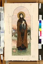 Portrait of Euphrosyne of Polotsk (1110-1173) (study for a fresco in Saint Vladimir Cathedral, Kiev)
