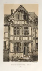 Picturesque Architecture or Monuments of the 15th and 16th Centuries: Castles of France of the 15th and 16th Centuries: Pl. 25, Sculpted Wooden House in Cravan (Yonne)