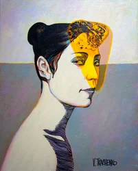 Abstract Yellow Woman Profile