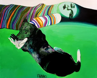 Surreal Dog And Hands
