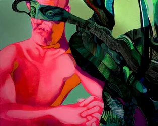 Surreal Green Mask Man