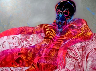 Vibrant Reclining Skull