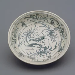 Dish with aquatic scene