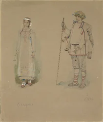 Snow Maiden and Lel. Costume Design for the Opera Snow Maiden by N. Rimsky-Korsakov, 1885