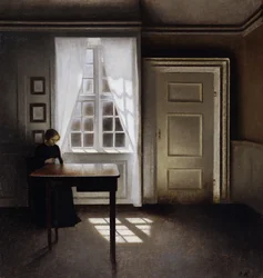 A Woman Sewing in an Interior