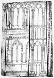 Facsimile copy of Ms Fr 19093 fol.31v Exterior and Interior Elevation of the Lateral Walls of Reims Cathedral