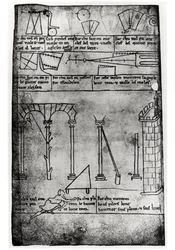 Geometrical Figures for Construction, Arches and Man Measuring the Height of a Tower