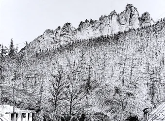 Dolomites from Balcony in Dont, Italy, 2019