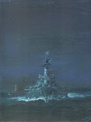 USS Washington Sights Kirishima on Radar at Guadalcanal 1942
