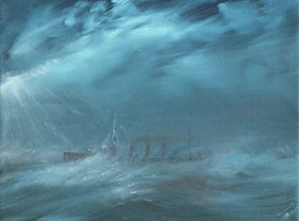 US Destroyer in a Storm at Sea 1917