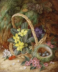 Still Life with Primroses and a Bird