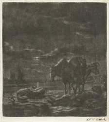 Night Landscape with Sleeping Shepherd and Cattle