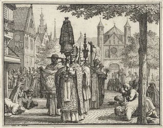Procession with a Statue Through a Street