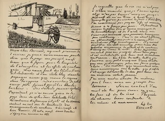 Facsimile of a letter from Vincent Van Gogh to Emile Bernard on the 18th March 1888, from the book 