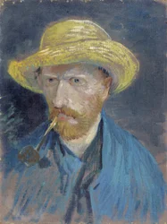 Self-Portrait with Straw Hat and Pipe