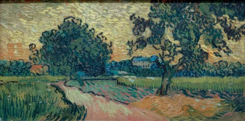 Two Pear Trees and the Castle of Auvers (Landscape in the