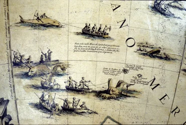 Whaling in the Pacific. (detail)