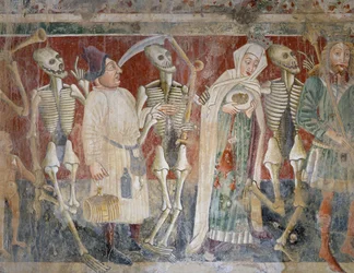 Near Pazin, queen and merchant accompanied by Death, Dance of Death (1474) (detail)