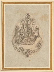 Design for a pendant depicting Bacchus at sea