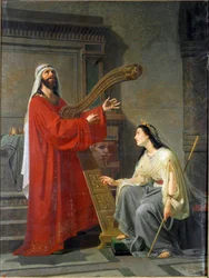 David and Micol King David Playing the Harp