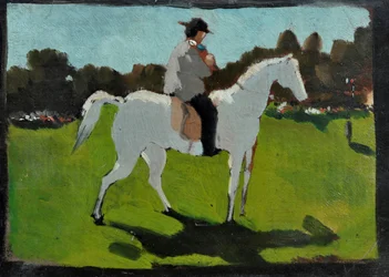 White horse with jockey