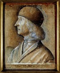 Portrait of Giovanni Bellini dit il Giambellino (1430-1516), Venetian painter of the Renaissance. Drawing by Vittore di Matteo Belliniano (v.1485-1529)
