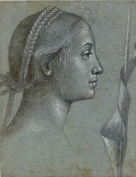 Head of a Woman with a Pennant wound round a Pole, late 15th century