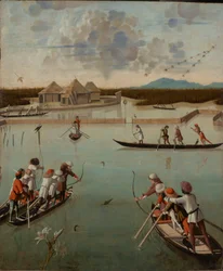 Hunting on the Lagoon (recto); Letter Rack (verso), c.1490-1495