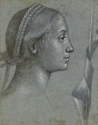 Head of a Woman with a Pennant wound round a Pole