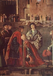 Stories of St Ursula, Meeting of Etherius and Ursula and Departure of Pilgrims, Ereo taking leave of his father
