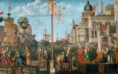 The Meeting of Etherius and Ursula and the Departure of the Pilgrims (detail)