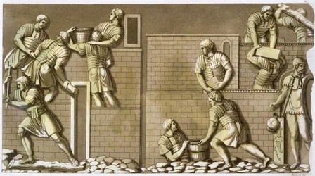 Roman Soldiers Building a Fort