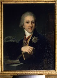 Portrait of Alexandre Labzine (Labzin or Labsine) (1766-1825), Russian writer and Freemason. Painting by Vladimir Borovikovsky (or Borovikovski) (1757-1825), after 1816. State Tretyakov Gallery, Moscow